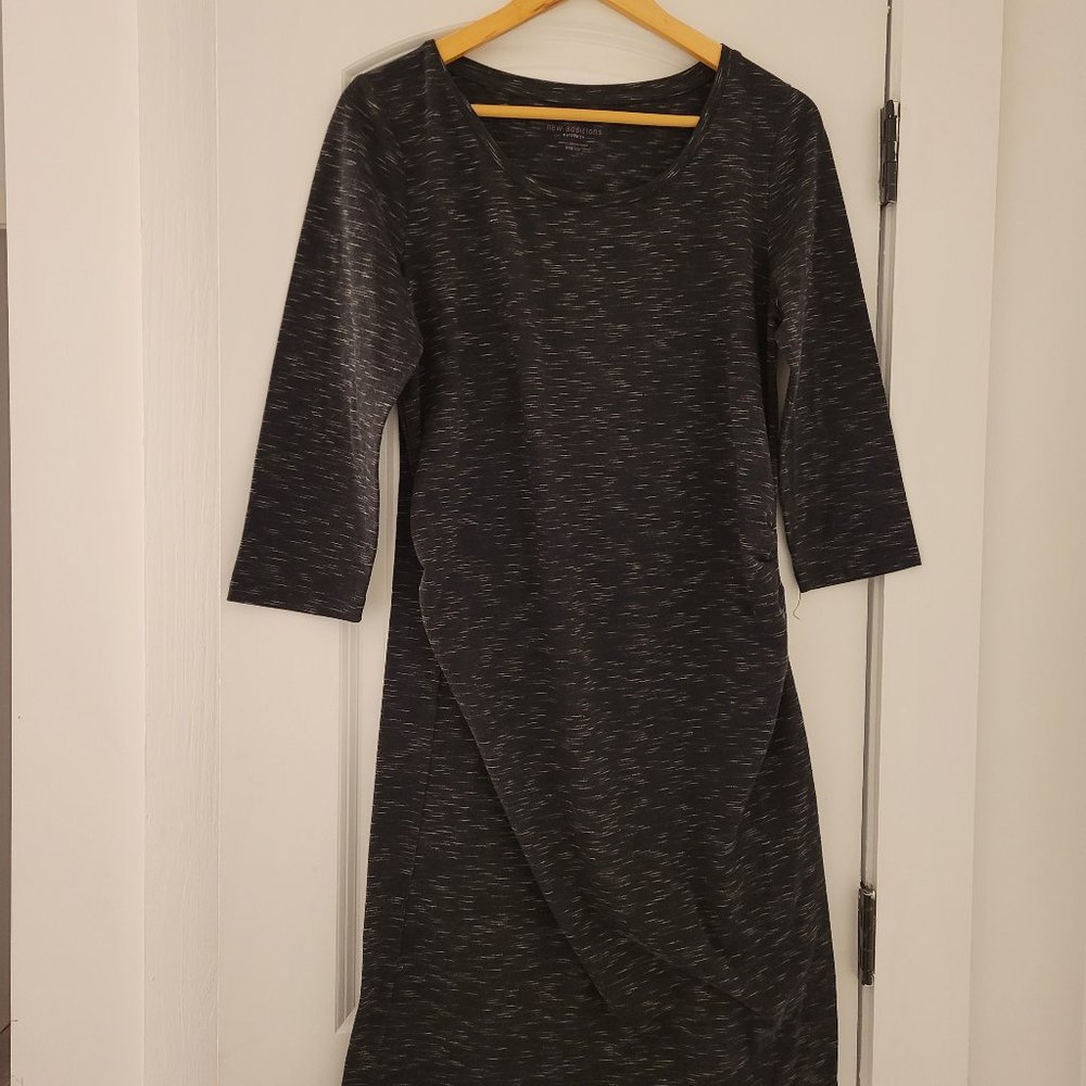 New Additions Maternity Heathered Black knee-length dress